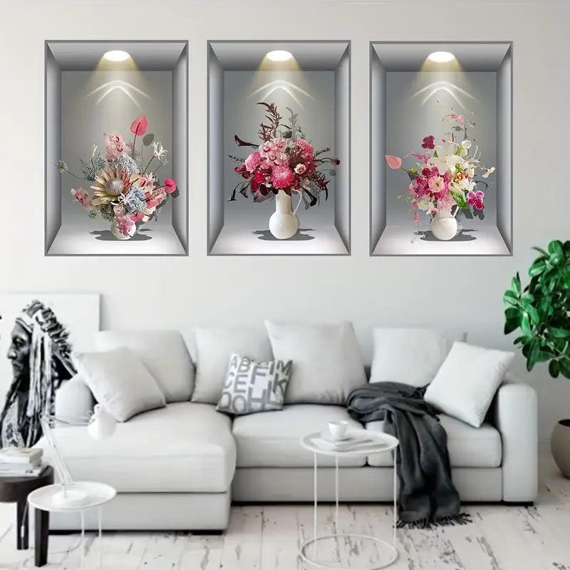 LOT DE 3 AUTOCOLLANTS 3D -  Décorez votre maison sans travaux, sans percer et sans effort.