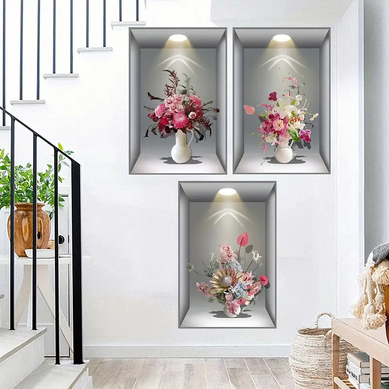 LOT DE 3 AUTOCOLLANTS 3D -  Décorez votre maison sans travaux, sans percer et sans effort.