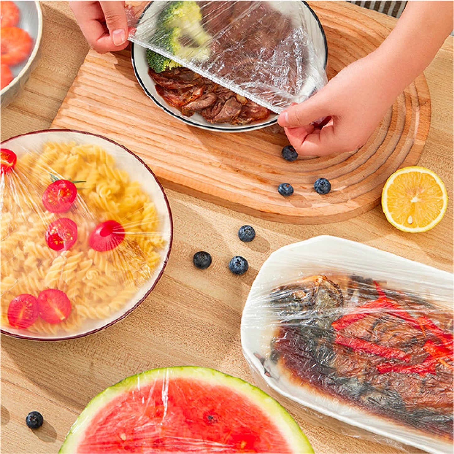 🥗 FreshSeal™ – Film Alimentaire Élastique Réutilisable (Pack 100 pièces)