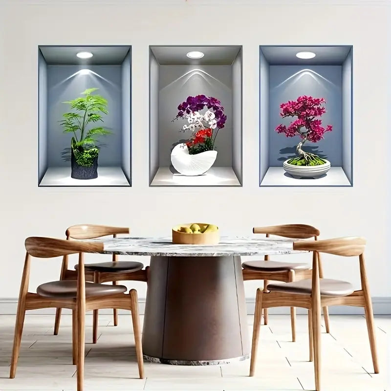 LOT DE 3 AUTOCOLLANTS 3D -  Décorez votre maison sans travaux, sans percer et sans effort.